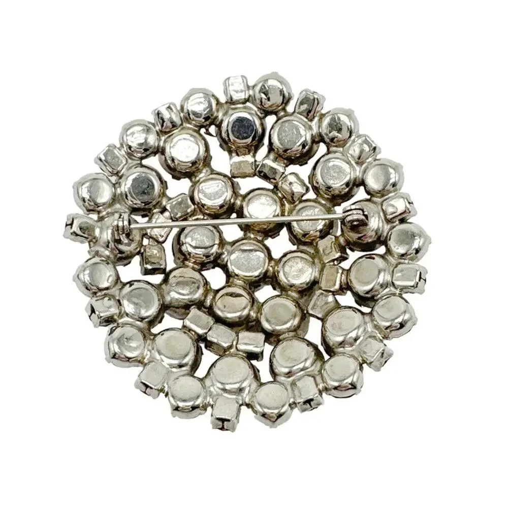 BROOCH Vintage Ruby Red Rhinestone Dome